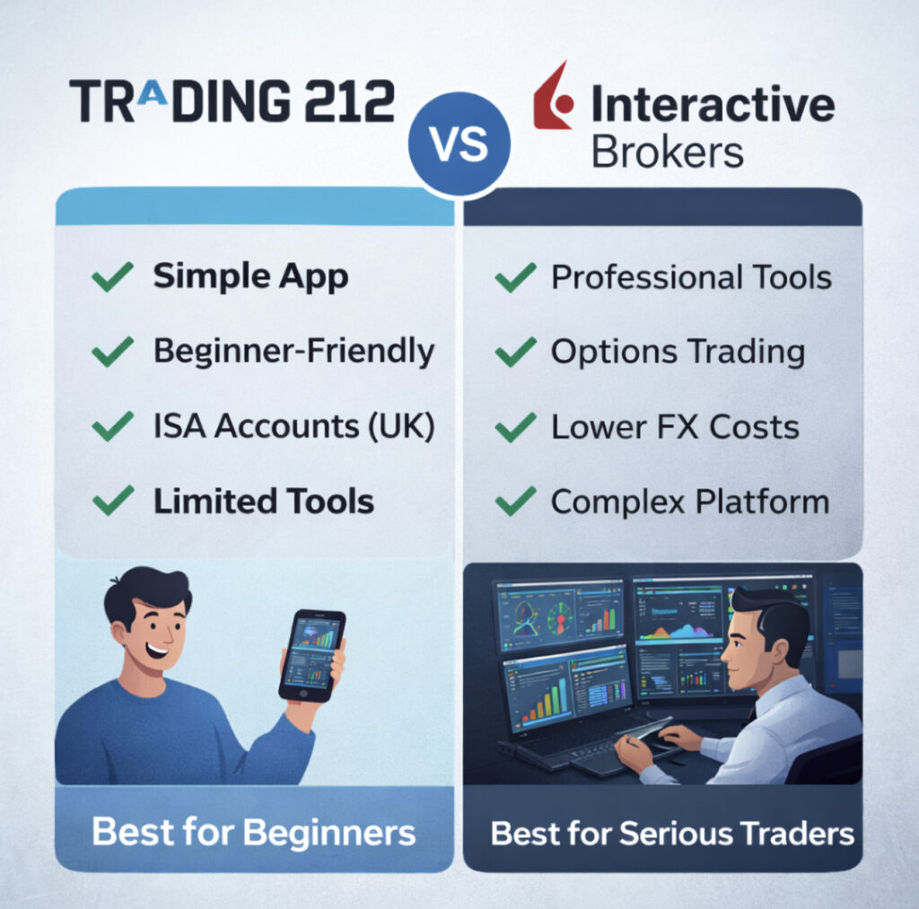 Trading 212 vs IBKR UK comparison chart