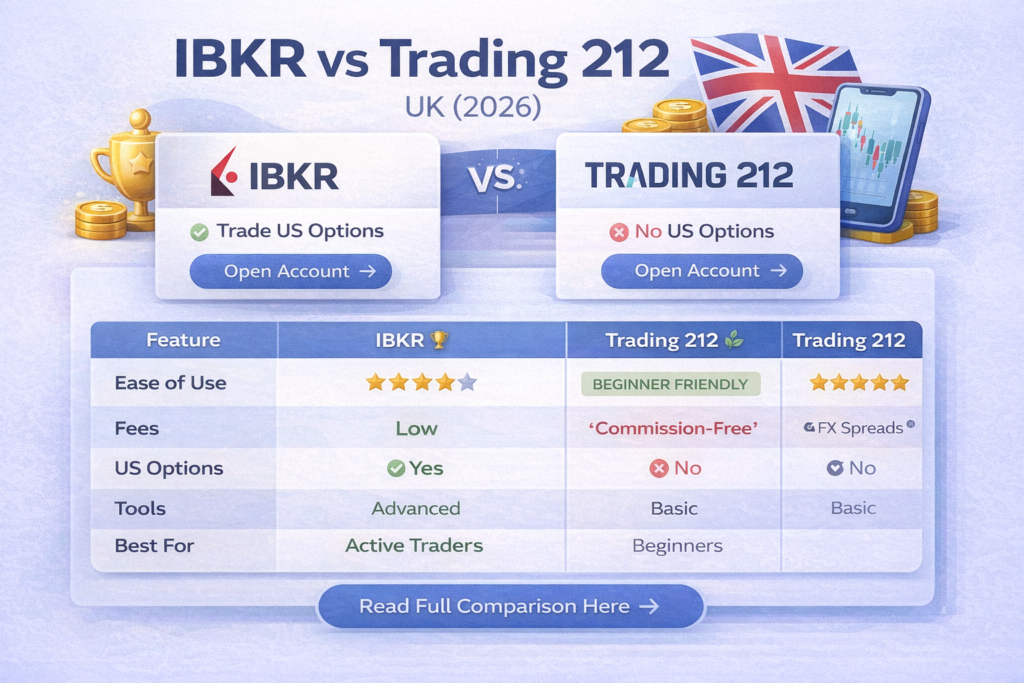IBKR vs Trading 212 UK comparison infographic